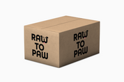Raw to Paw packaging box for fresh frozen raw beef bones, delivering nutritious bones for your pets.